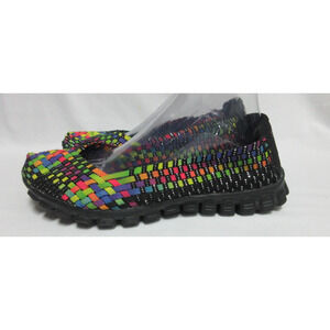 Skechers EZ Flex 2 Delphi Stretch Weave Rainbow Metallic Causal Shoe Wms Size 10